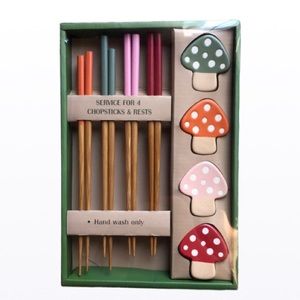 Bamboo Chopsticks and Mushroom Rests